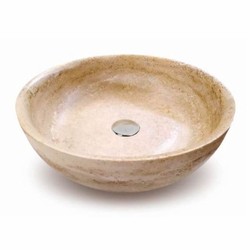 Casa Padrino Vasque de Luxe en Travertin Beige Ø 40 cm - Accessoires de Salle de Bain