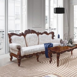 Casa Padrino divano da soggiorno barocco di lusso bianco / marrone scuro 240 cm - Mobili barocchi Casa Padrino divano da soggiorno barocco di lusso bianco / marrone scuro 240 cm - Mobili barocchi