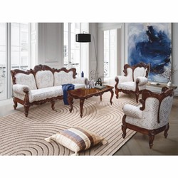 Casa Padrino divano da soggiorno barocco di lusso bianco / marrone scuro 240 cm - Mobili barocchi