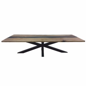 Casa Padrino Mesa de Comedor de Lujo Marrón / Negro 200 cm - Mesa de Cocina con Resina Epoxi