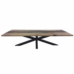 Casa Padrino Mesa de Comedor de Lujo Marrón / Negro 200 cm - Mesa de Cocina con Resina Epoxi