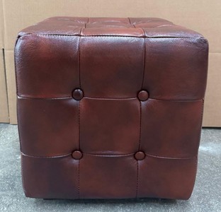 Casa Padrino Luxury Chesterfield Genuine Leather Ottoman in Dark Brown, 40 x 40 x 40 cm