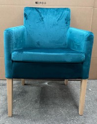 Casa Padrino Dining Chair with Armrests in Blue and Natural Colors 60 x 85 x 53 cm