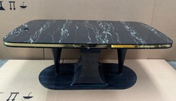 Casa Padrino Mesa de centro de lujo Art Deco - Madera maciza metal vidrio aspecto mármol negro / oro 120 x 70 x 46 cm