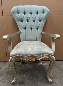Casa Padrino Luxury Baroque Dining Chair with Armrests in Turquoise / Silver / Gold - 65 x 55 x H. 105 cm