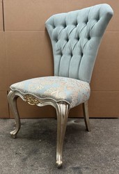 Casa Padrino Silla de Comedor Barroca de Lujo Turquesa / Plata / Oro - 60 x 55 x 105 cm