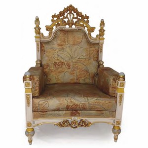Casa Padrino Luxury Baroque Living Room Armchair Gray / Light Blue / Gold - Made in Italy