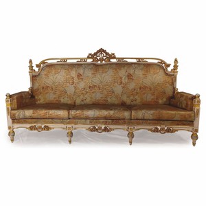 Prunkvolles Luxus Barock Wohnzimmer Sofa Grau Hellblau Gold