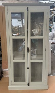Casa Padrino Country Style Solid Wood Display Cabinet in Light Blue and Cream 110 x 40 x H. 210 cm