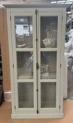 Casa Padrino Vitrina estilo casa de campo de madera maciza azul claro y crema 110 x 40 x H. 210 cm