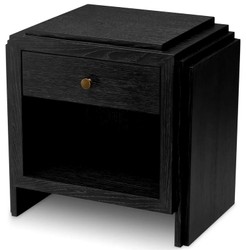 Casa Padrino Luxus Nachttischkommode Anthrazitgrau / Messingfarben 58 x 42,5 x H.57 cm - Schlafzimmer Beistelltisch mit Schubladen - Luxus Schlafzimmer Möbel