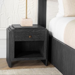Casa Padrino Luxus Nachttischkommode Anthrazitgrau / Messingfarben 58 x 42,5 x H.57 cm - Schlafzimmer Beistelltisch mit Schubladen - Luxus Schlafzimmer Möbel