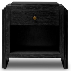 Casa Padrino Luxus Nachttischkommode Anthrazitgrau / Messingfarben 58 x 42,5 x H.57 cm - Schlafzimmer Beistelltisch mit Schubladen - Luxus Schlafzimmer Möbel