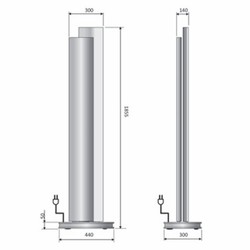 Casa Padrino radiateur colonne électrique LED de luxe blanc / argent H. 185,5 cm - Fabriqué en Italie