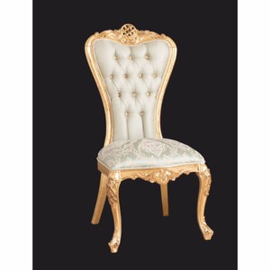 Prunkvoller Luxus Barock Esszimmer Stuhl Grün Gold