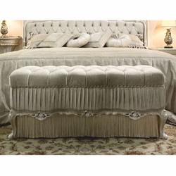 Casa Padrino banco barroco de lujo blanco / oro 132 cm - Muebles barrocos - Hecho en Italia