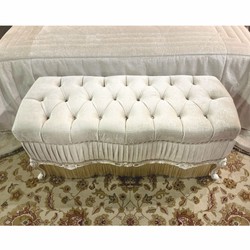 Casa Padrino banco barroco de lujo blanco / oro 132 cm - Muebles barrocos - Hecho en Italia