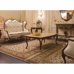 Casa Padrino tavolo da salotto barocco di lusso beige / marrone scuro / oro 146 cm - Fatto in Italia