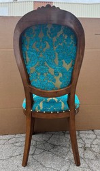 Casa Padrino Silla de Comedor Barroca de Lujo en Azul y Oro, 54 x 53 x 108 cm