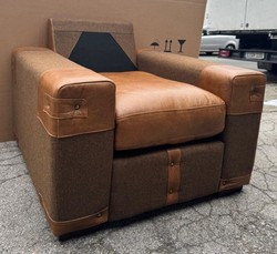 Casa Padrino Sillón de Lujo Estilo Barroco - Marrón / Gris / Negro - 93 x 73 cm