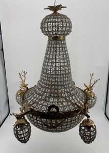 Casa Padrino Baroque Crystal Chandelier in Antique Brass, Diameter 70 cm, Height 90 cm