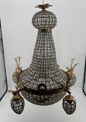 Casa Padrino Baroque Crystal Chandelier in Antique Brass, Diameter 70 cm, Height 90 cm