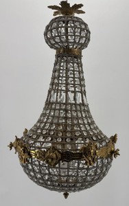 Casa Padrino Baroque Crystal Chandelier in Antique Brass, Diameter 43 cm, Height 73 cm