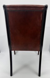 Casa Padrino Silla de comedor de lujo en cuero auténtico marrón / marrón oscuro, 50 x 47 x 95 cm