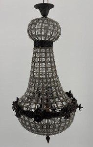 Casa Padrino Baroque Crystal Chandelier Oxidized, Height 70 cm, Diameter 35 cm
