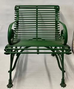 Casa Padrino Art Nouveau Garden Chair with Armrests in Green, Wrought Iron, 64 x 62 x H. 71 cm