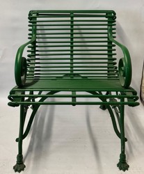 Casa Padrino Art Nouveau Garden Chair with Armrests in Green, Wrought Iron, 64 x 62 x H. 71 cm