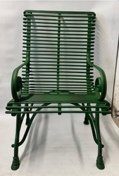 Casa Padrino Silla de Jardín Art Nouveau con Reposabrazos en Verde, H. 105 cm - Silla Artesanal de Hierro Forjado