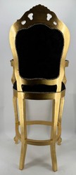 Casa Padrino Silla de Bar Barroca de Lujo con Reposabrazos Negro / Oro - 56 x 151 x 90 cm