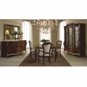 Casa Padrino Luxus Barock Vitrine Dunkelbraun / Gold 198 x H. 231 cm - Barock Möbel - Made in Italy