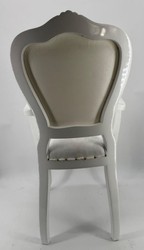Casa Padrino Luxury Baroque Dining Chair with Armrests in Grey / Cream, Width 60 cm, Depth 47 cm, Height 99 cm