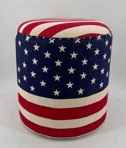 Casa Padrino Luxury Stool in USA Design - Round Seat Stool with American Flag - 45 x 45 x 45 cm