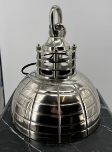 Casa Padrino Lámpara Colgante Estilo Industrial Plata - Lámpara de Metal - Diámetro 25 cm - Altura 30 cm