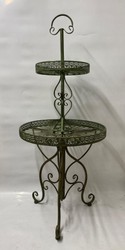 Casa Padrino Estantería para flores Art Nouveau de metal verde antiguo, altura 140 cm, diámetro 60 cm - Elegante decoración de jardín