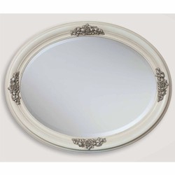 Ovaler Luxus Barock Spiegel Elfenbein Silber