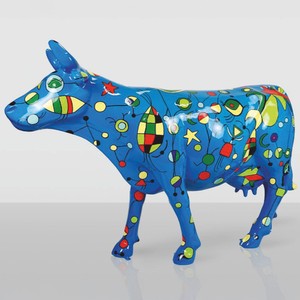 Casa Padrino XXL Decorative Sculpture Cow Blue / Colorful 220 cm - Life-Size Garden Figure