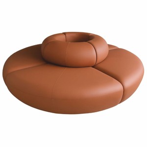 Casa Padrino divano di lusso marrone Ø 240 x A. 72 cm - Divano modulare rotondo in ecopelle