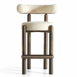 Casa Padrino tabouret de bar de luxe en acier inoxydable crème / bronze H. 103 cm - Mobilier de bar