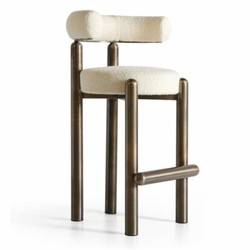 Luxus Edelstahl Barstuhl Creme Bronze