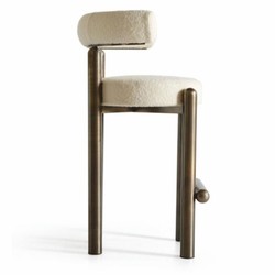 Luxus Edelstahl Barstuhl Creme Bronze