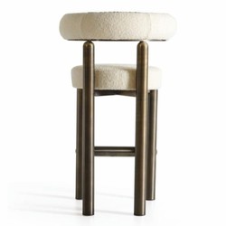 Luxus Edelstahl Barstuhl Creme Bronze