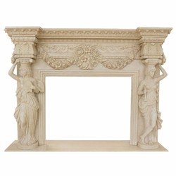 Casa Padrino marco de chimenea de mármol barroco de lujo beige 202 x Al. 156 cm - Muebles barrocos