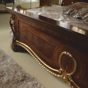 Casa Padrino Luxus Barock Doppelbett Dunkelbraun / Gold - Barock Möbel - Made in Italy