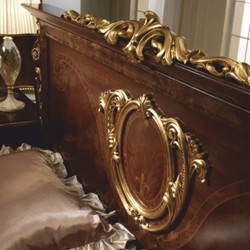 Casa Padrino letto matrimoniale barocco di lusso marrone scuro / oro - Mobili barocchi - Fatto in Italia