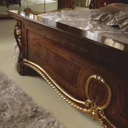 Casa Padrino letto matrimoniale barocco di lusso marrone scuro / oro - Mobili barocchi - Fatto in Italia