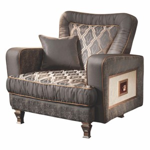 Casa Padrino fauteuil baroque de luxe gris / blanc / marron / cuivre - Fabriqué en Italie